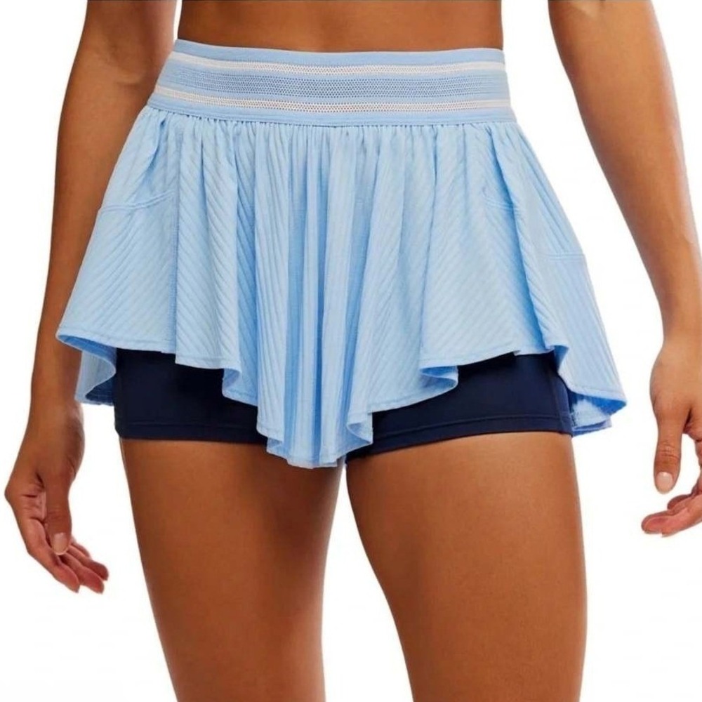 177 FP Movement Free People High Dive Skort Hague Blue Ribbed Skirt (XL, NWT)